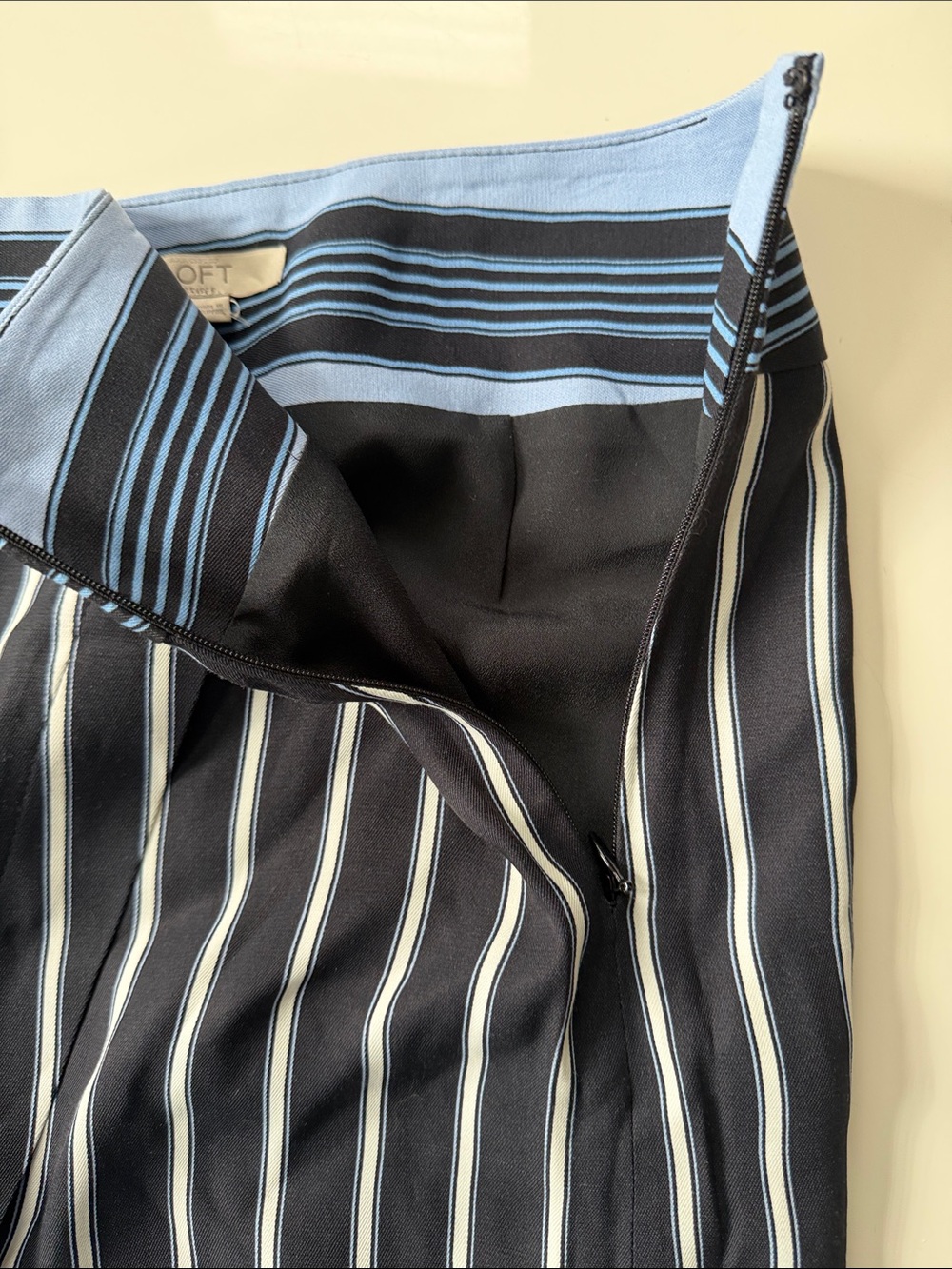 LOFT Navy and Light Blue Striped Pencil Skirt - Picture 6 of 7